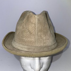Dobbs Fifth Avenue Tan Leather Feathered Vintage Fedora Size 7 1/8