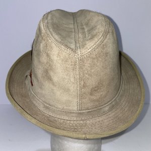 Dobbs Fifth Avenue Tan Leather Feathered Vintage Fedora Size 7 1/8