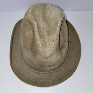 Dobbs Fifth Avenue Tan Leather Feathered Vintage Fedora Size 7 1/8