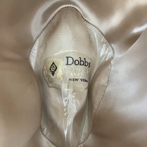 Dobbs Fifth Avenue Tan Leather Feathered Vintage Fedora Size 7 1/8