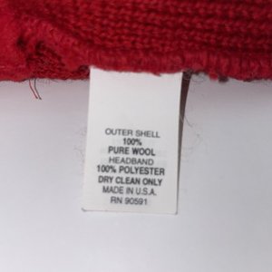 Smiley Red Wool Knit Vintage Toboggan Beanie Made in USA