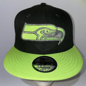 New Era Seattle Seahawks 9Fifty Neon Green Big Logo Snapback Cap