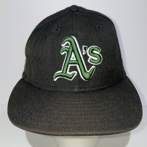New Era Authentic Vintage Athletics 59Fifty Wool Black Baseball Cap Size 7 3/8