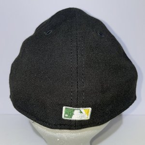 New Era Authentic Vintage Athletics 59Fifty Wool Black Baseball Cap Size 7 3/8