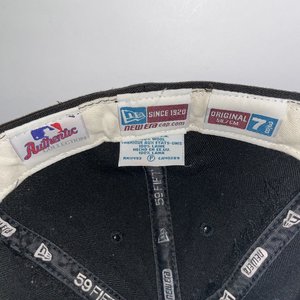 New Era Authentic Vintage Athletics 59Fifty Wool Black Baseball Cap Size 7 3/8