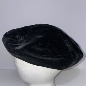 Betmar Black Velvet Vintage Beret Size M