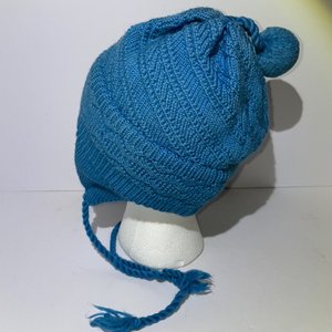 Hi-Line Knits Sea Green Vintage Wool Pom-Pom Ski-Cap Size S