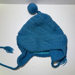 Hi-Line Knits Sea Green Vintage Wool Pom-Pom Ski-Cap Size S