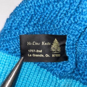 Hi-Line Knits Sea Green Vintage Wool Pom-Pom Ski-Cap Size S