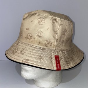 Panda Corduroy Bucket Hat Reversible Fortune Cookies Black & White