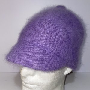 Angola Rabbit Hair Italian Vintage Pastel Purple Short Brim Cap Size M/L