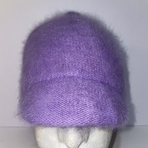 Angola Rabbit Hair Italian Vintage Pastel Purple Short Brim Cap Size M/L