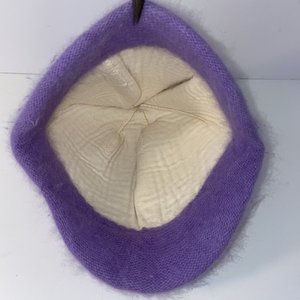Angola Rabbit Hair Italian Vintage Pastel Purple Short Brim Cap Size M/L