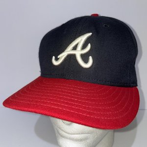 New Era Atlanta Braves Vintage 59Fifty Authentic Wool Blue Red Cap Size 7 1/8