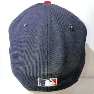 New Era Atlanta Braves Vintage 59Fifty Authentic Wool Blue Red Cap Size 7 1/8