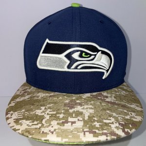 New Era 59Fifty Digital Camo Seahawks Salute to Service Baseball Cap Size 7 3/4