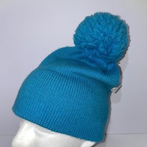 Igloos Sky Blue Wool Knit Vintage Pom-Pom Beanie Made in USA