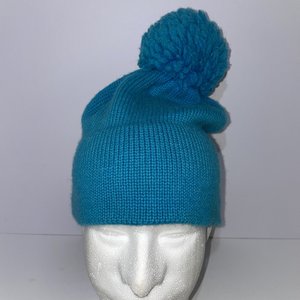 Igloos Sky Blue Wool Knit Vintage Pom-Pom Beanie Made in USA