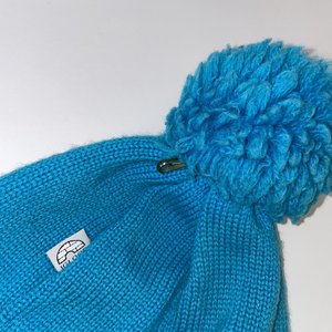 Igloos Sky Blue Wool Knit Vintage Pom-Pom Beanie Made in USA