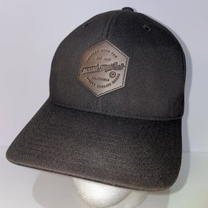 Travis Mathew Black Leatherette Patch Flex-Fit Baseball Cap Size L/XL