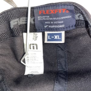Travis Mathew Black Leatherette Patch Flex-Fit Baseball Cap Size L/XL