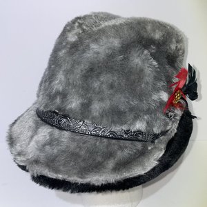 United Hatters Ushanka Gray Feathered Long Fur Vintage Trilby Size M