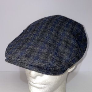 Shandon Ireland Blue Tartan Wool Plaid Flat Cap Size XL