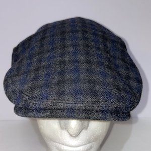 Shandon Ireland Blue Tartan Wool Plaid Flat Cap Size XL