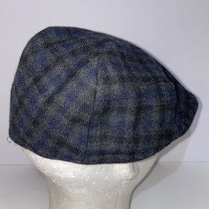 Shandon Ireland Blue Tartan Wool Plaid Flat Cap Size XL