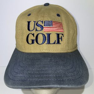 New Era US Golf Vintage Tan & Blue Baseball Cap Made in USA