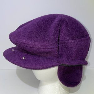 LL Bean Purple Fleece Ear Warmer Flat Cap Size XL Made in USA