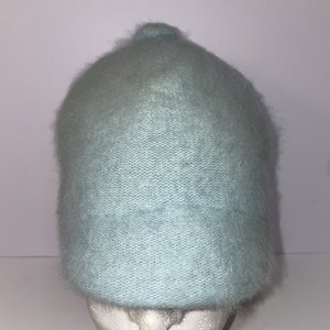 Angola Rabbit Hair Italian Vintage Pastel Blue Short Brim Cap Size M/L