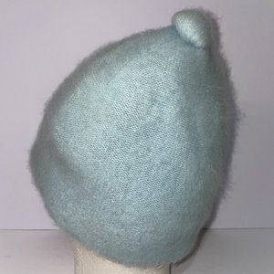 Angola Rabbit Hair Italian Vintage Pastel Blue Short Brim Cap Size M/L