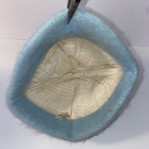 Angola Rabbit Hair Italian Vintage Pastel Blue Short Brim Cap Size M/L