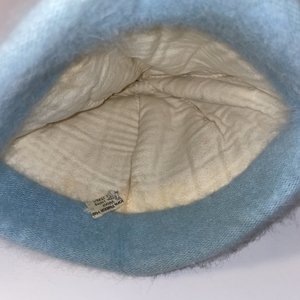 Angola Rabbit Hair Italian Vintage Pastel Blue Short Brim Cap Size M/L