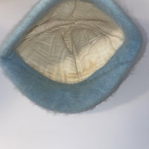 Angola Rabbit Hair Italian Vintage Pastel Blue Short Brim Cap Size M/L