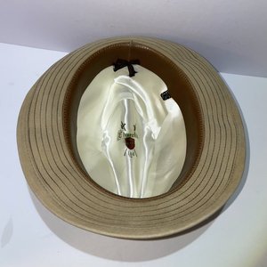 Resistol Churchill Ltd Vintage Leather Feathered Khaki Trilby Size 7 1/8