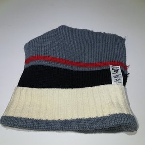 Smiley Gray Striped Wool Knit Vintage Beanie Made in USA
