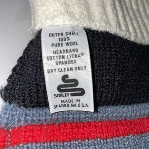 Smiley Gray Striped Wool Knit Vintage Beanie Made in USA