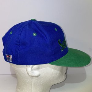 The Game Vintage Seahawks Snapback Cap Blue & Green Spell-Out