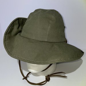 Dorfman Lined Pearl Snap Chinstrap Cotton Olive Green Boonie Hat Size M