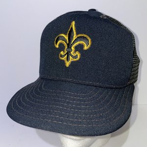 New Orleans Saints Vintage Black Trucker Hat Made in USA