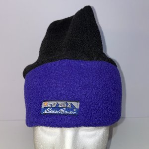 Eddy Bauer Vintage Fleece Purple Two-Tone Beanie Made in USA