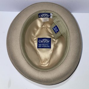 Conner Handmade Hats Wool Sandy Brown Feathered Fedora Size M with Pocket