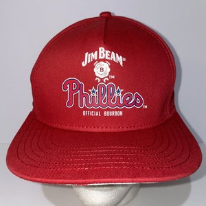 Jim Beam Phillies Genuine Merch Snapback Cap Red