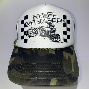 Otto Steel Stampede Motocross Woodland Camo Trucker Hat