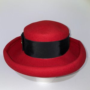 Bollman Doeskin Wool Felt Red Vintage Boater Hat Size 6 7/8