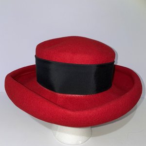 Bollman Doeskin Wool Felt Red Vintage Boater Hat Size 6 7/8