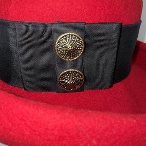 Bollman Doeskin Wool Felt Red Vintage Boater Hat Size 6 7/8
