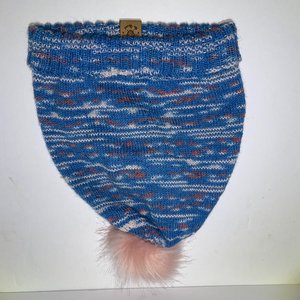 Crafted with Care Blue & Pink Pom-Pom Wool Yarn Beanie